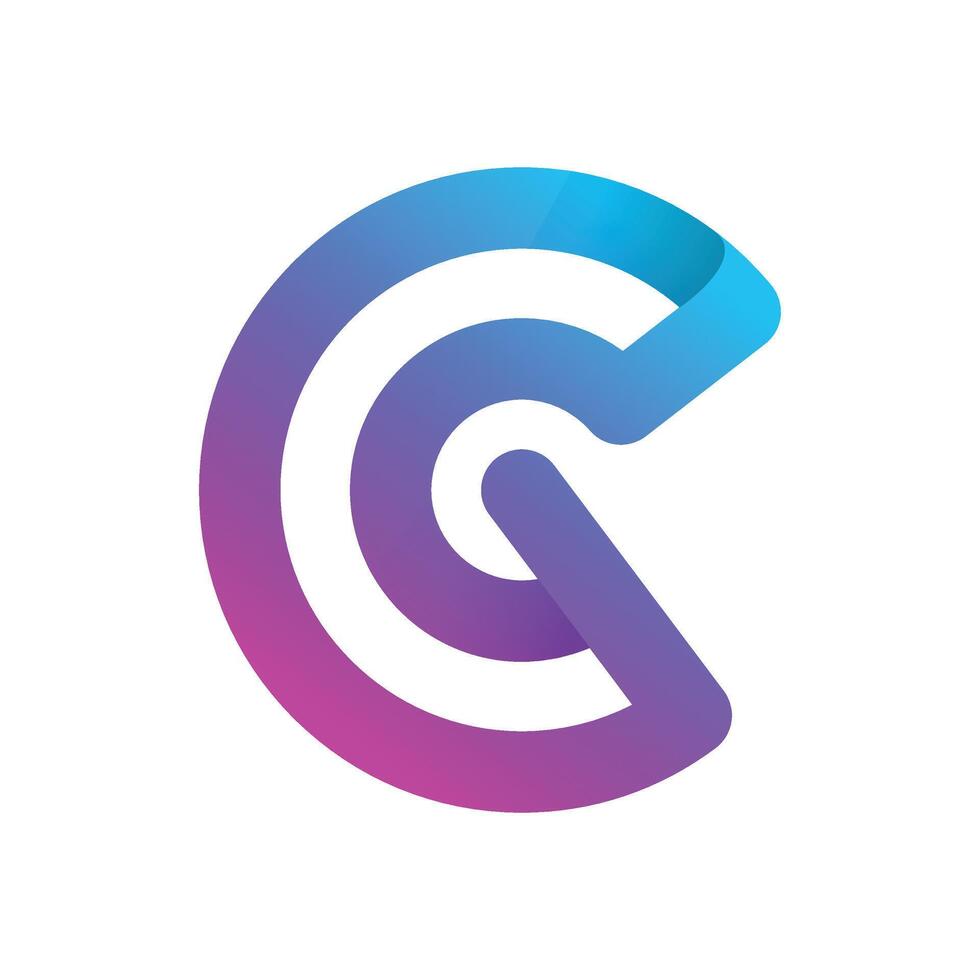 C abstract gradient letter logo vector