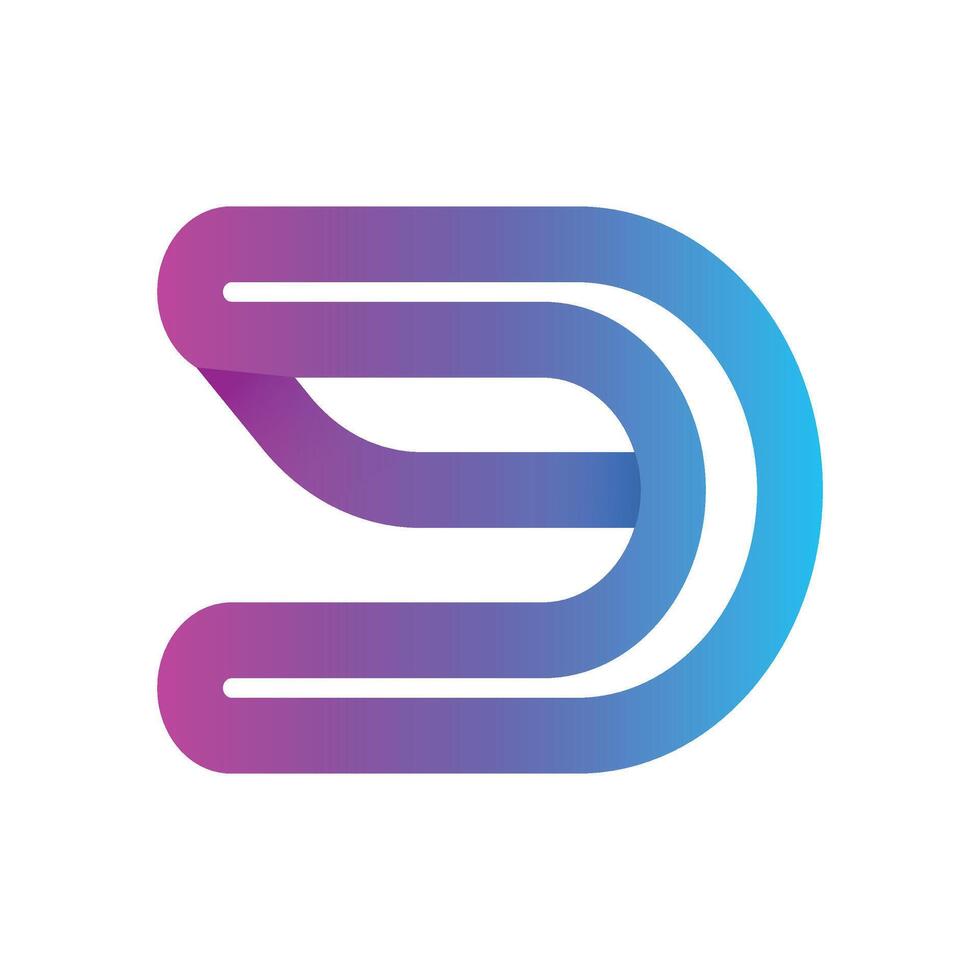 D abstract gradient letter logo design vector