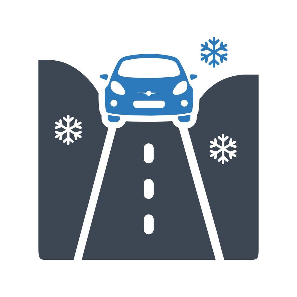 Slippery road icon. Car driving on ice icon vector