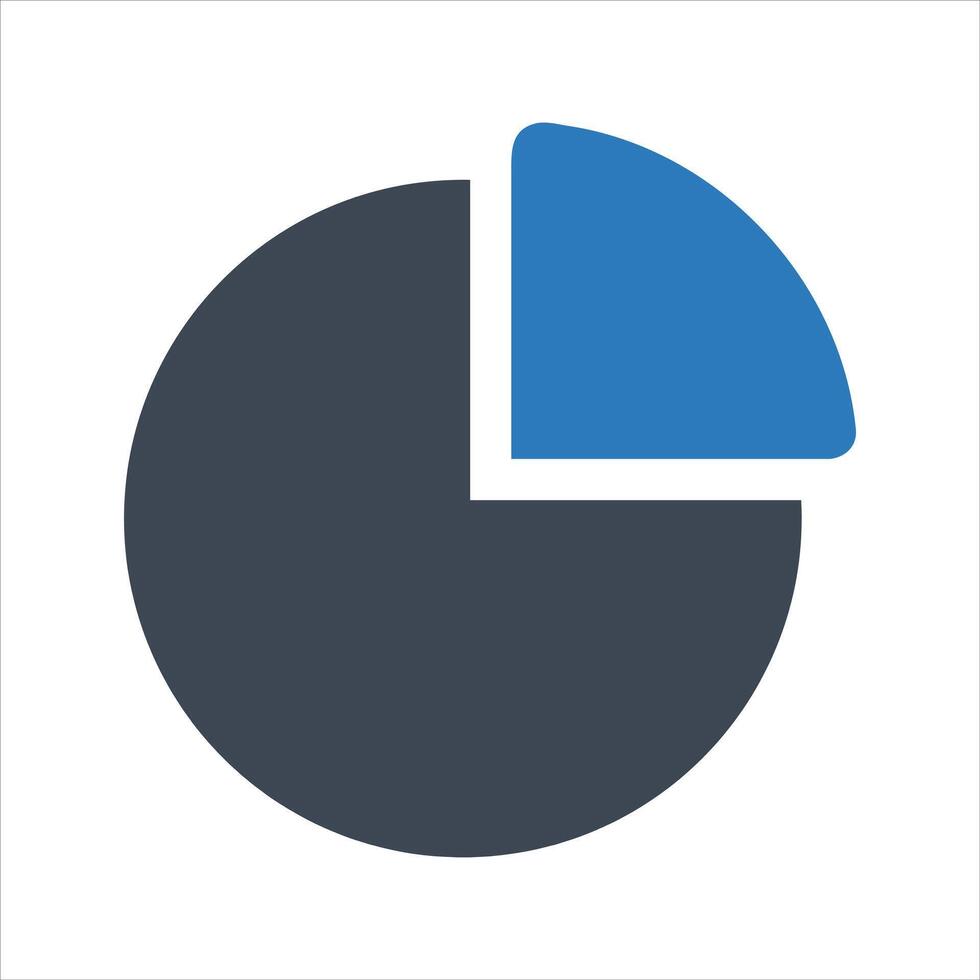 Pie chart icon. Data in a circular graph icon vector