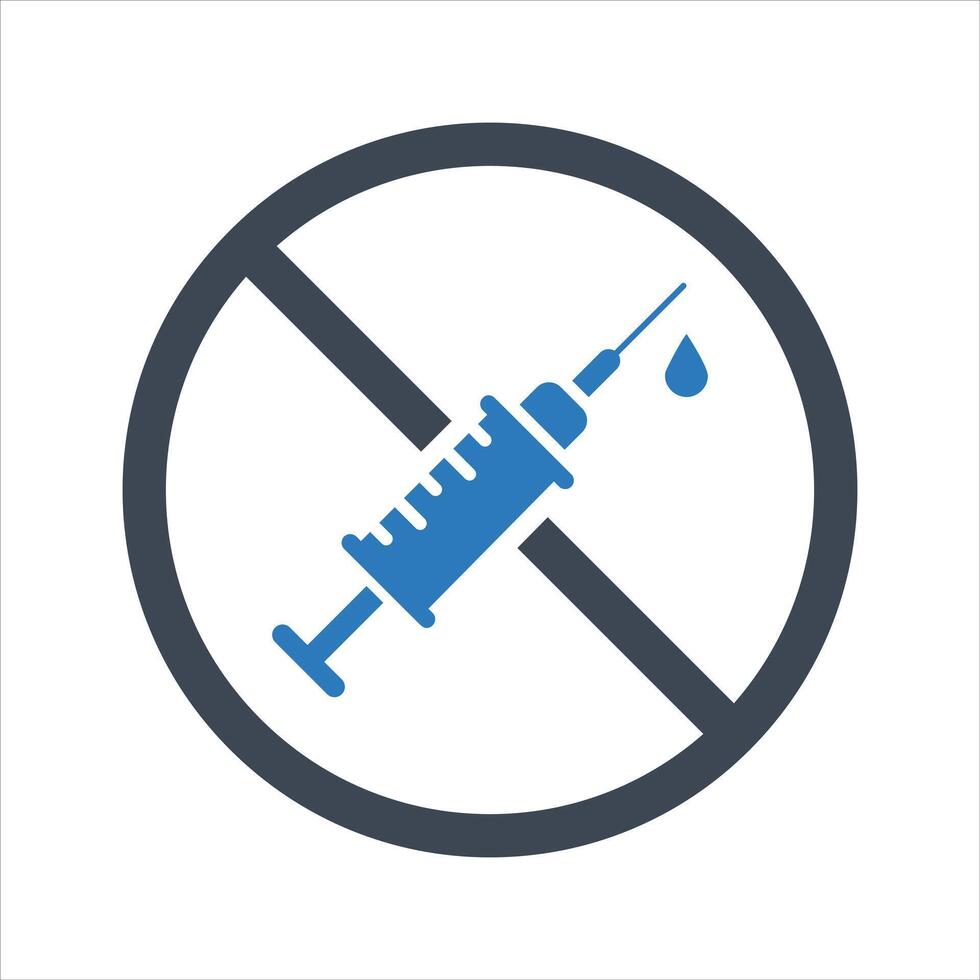 Do not use drugs icon. No vaccination sign vector