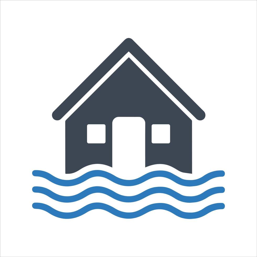 Flooded home icon. Home insurance. Natural disaster icon vector