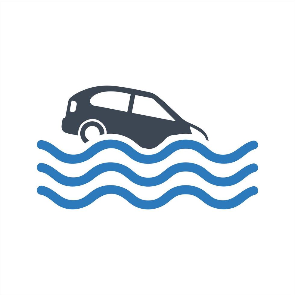 Flood icon. Flooded car icon vector