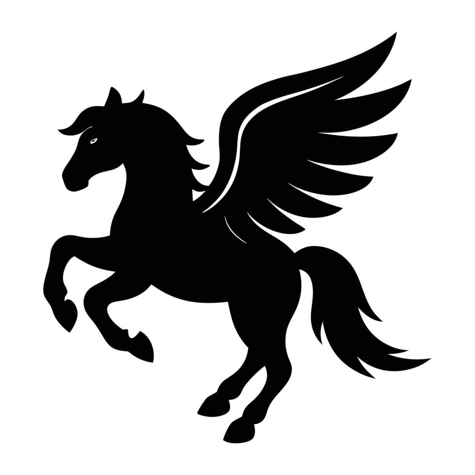 a black horse with wings on its back vector