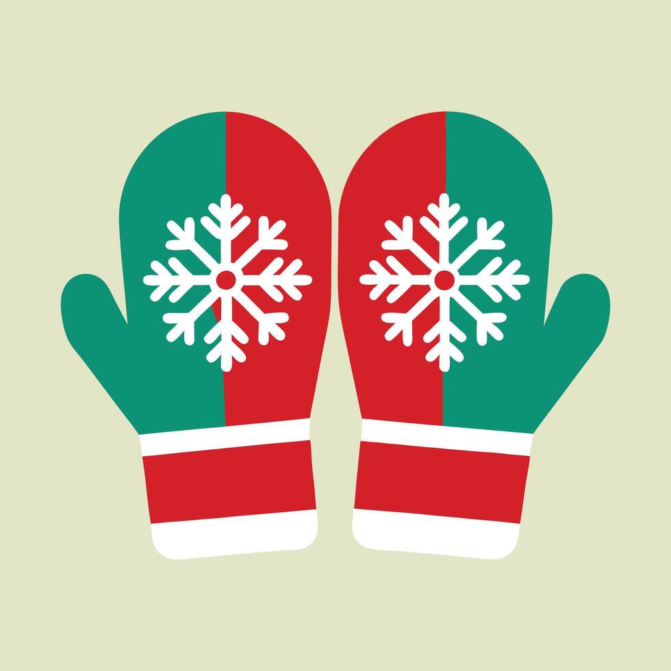 two mittens with snowflakes on them vector