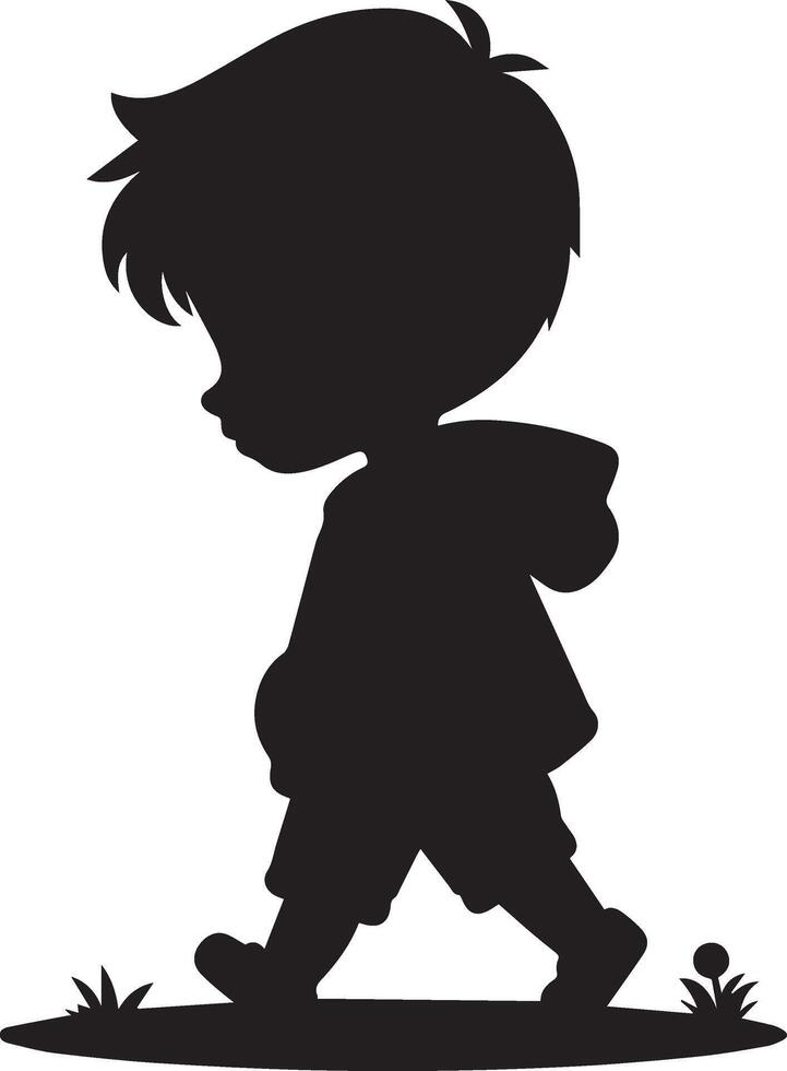 silhouette of a little boy walking vector