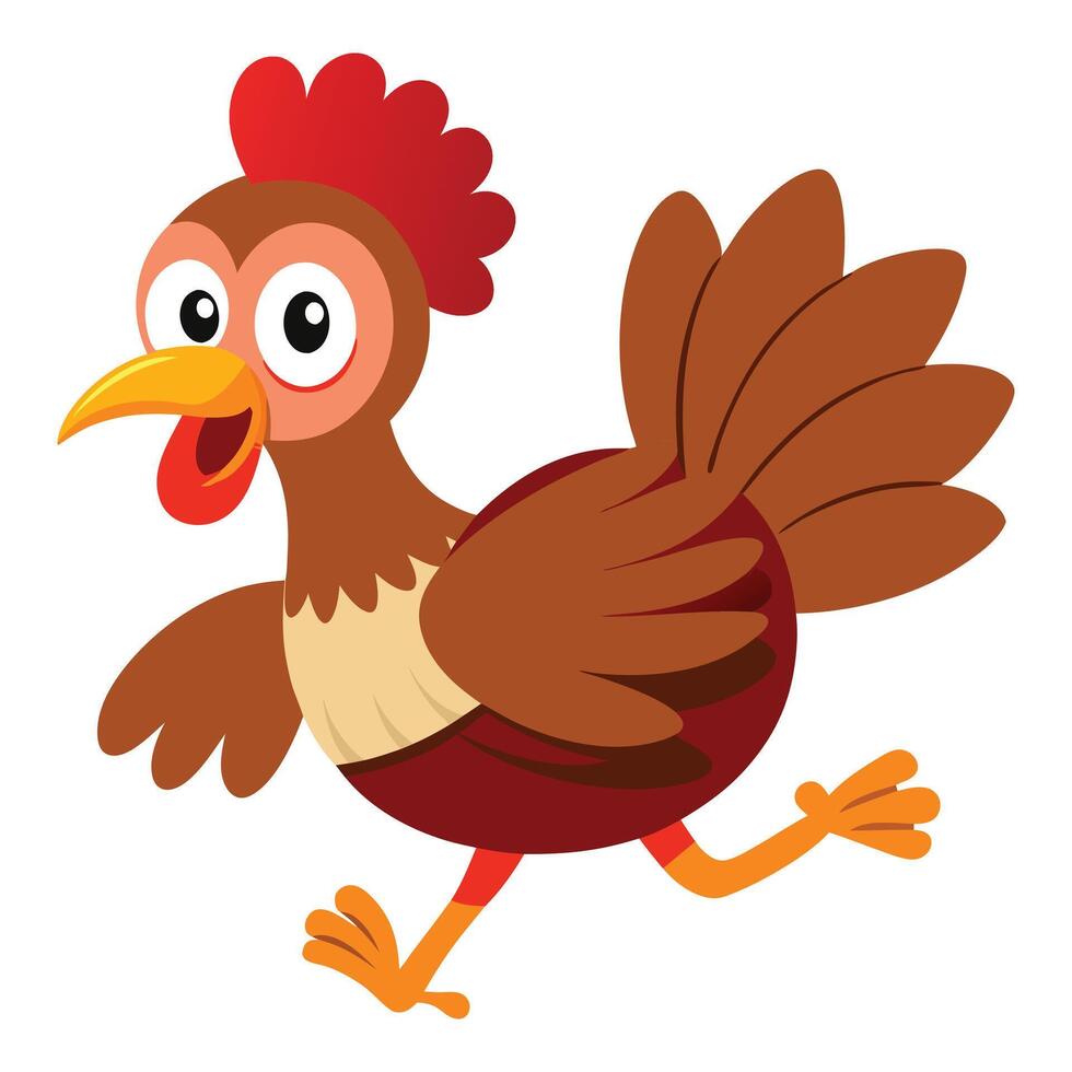 a cartoon chicken running on a white background vector