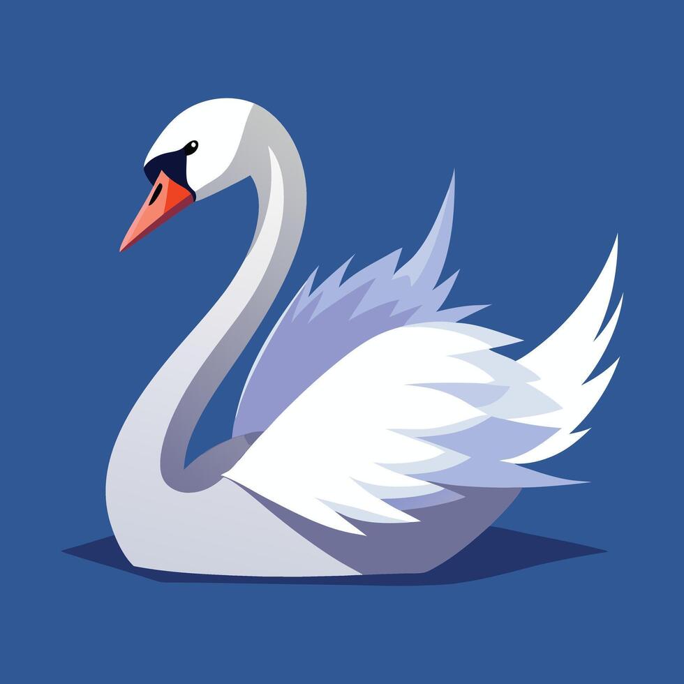 a white swan on a blue background vector