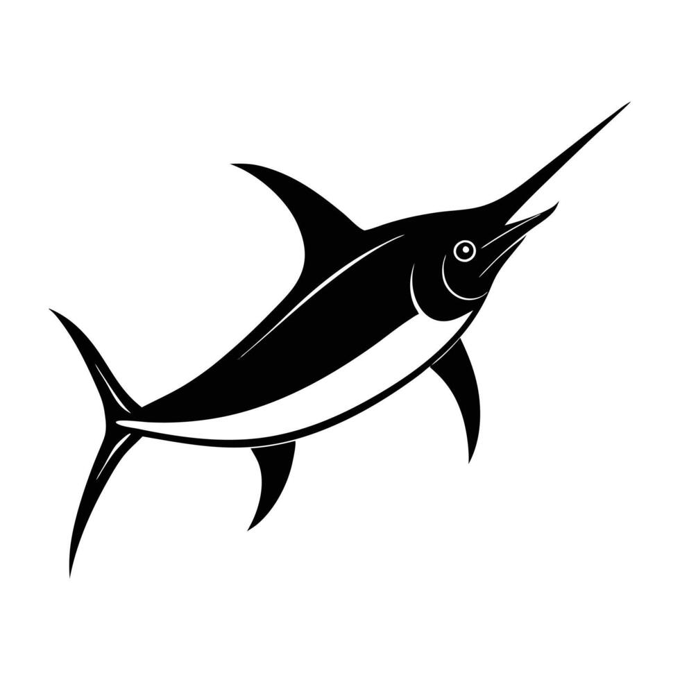 a black and white illustration of a marlin fish vector