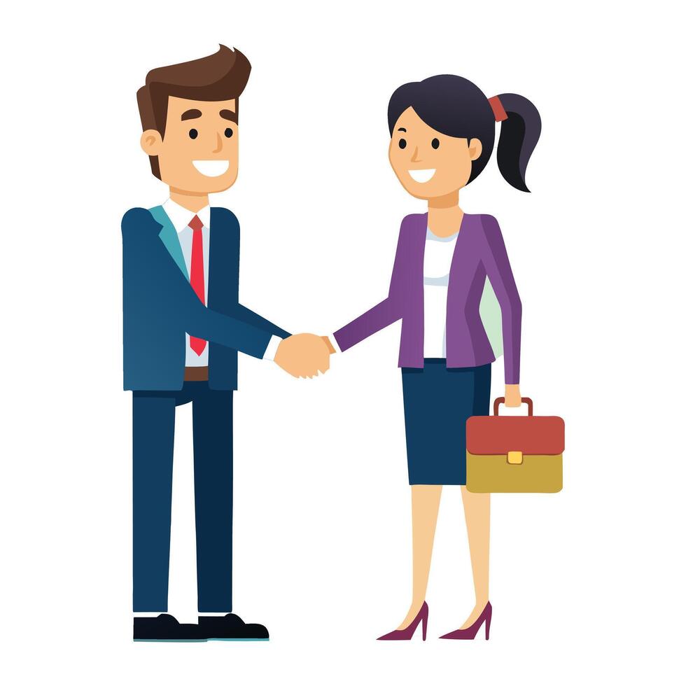 businessman and woman shaking hands vector