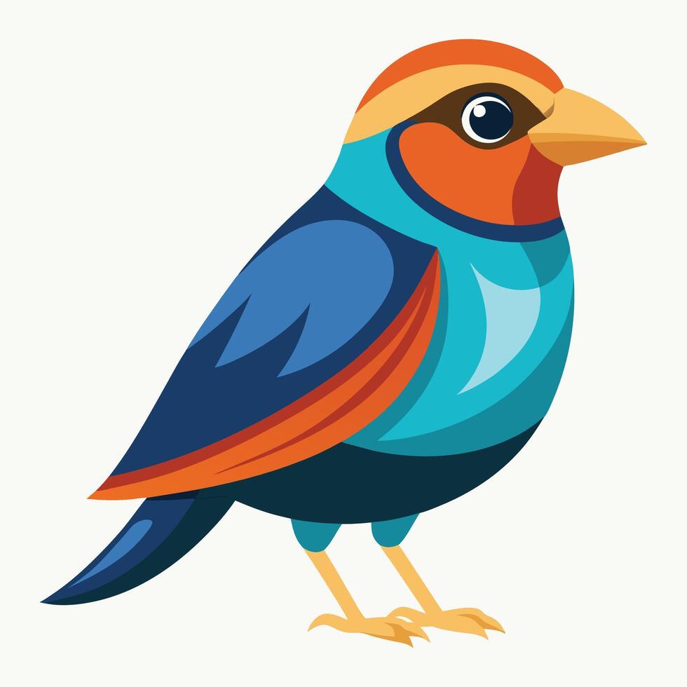 a colorful bird with orange and blue feathers vector