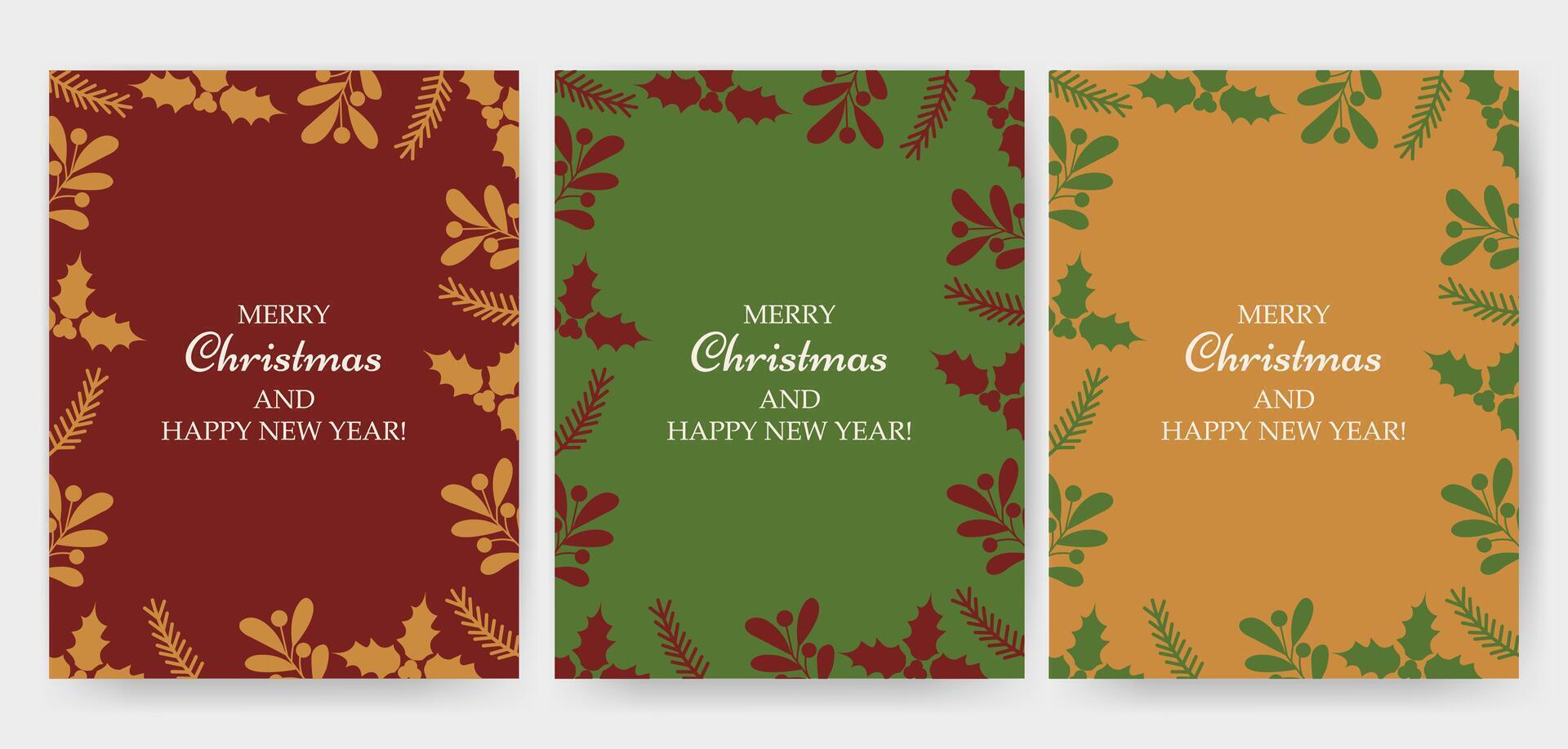Set of Merry Christmas background, banner, cover, poster design with trendy style illustration vector