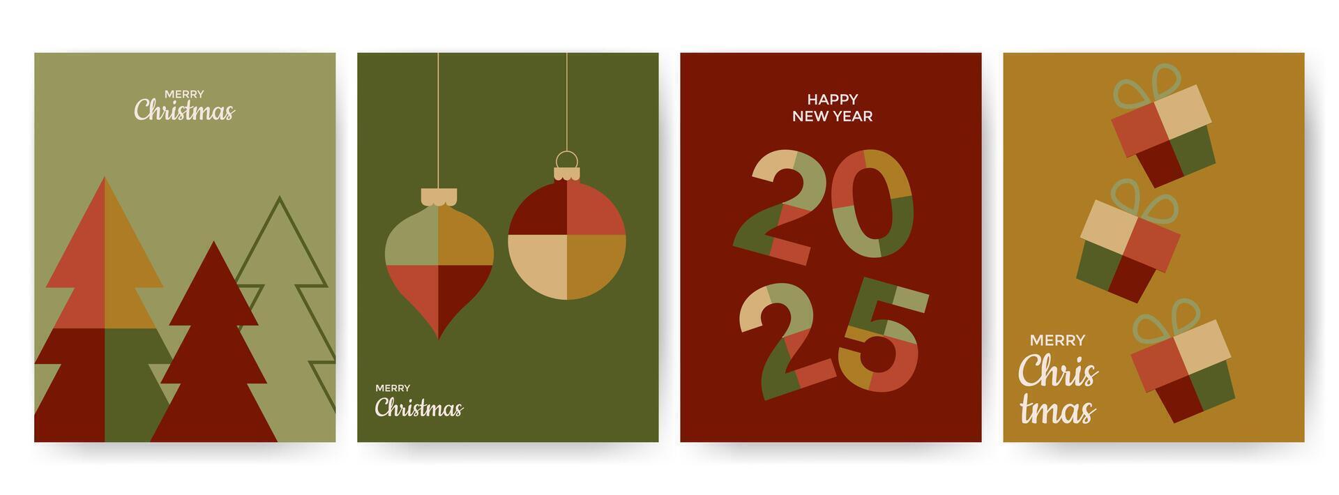 Merry christmas and new year greeting card vector