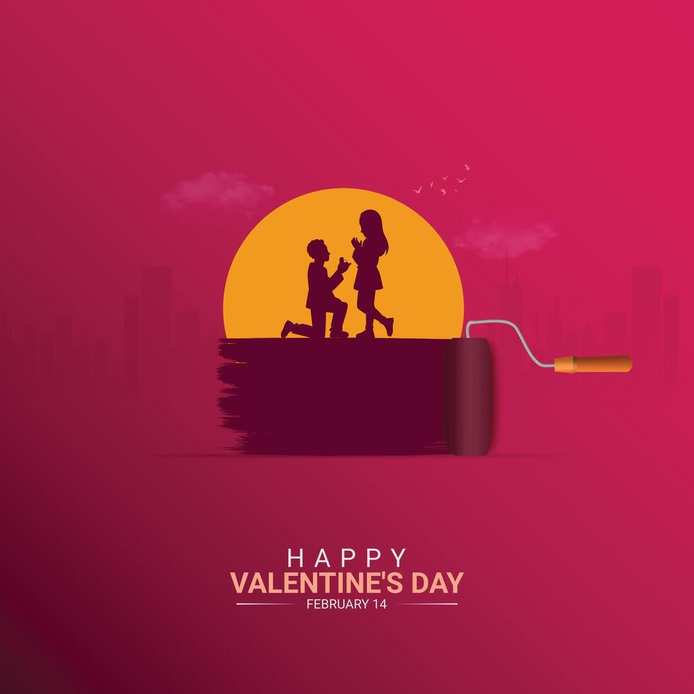 Valentine's Day. Valentine's Day Illustration. Propose Day Concept. vector