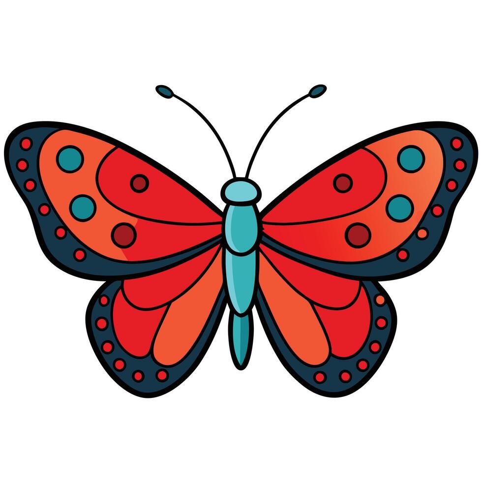 A colorful butterfly with blue and red spots vector