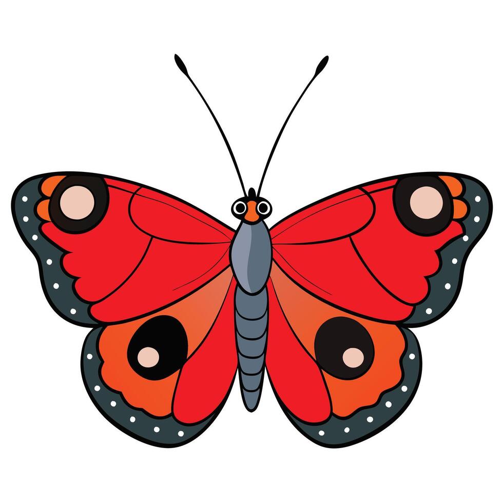 A red butterfly with black spots on its wings vector