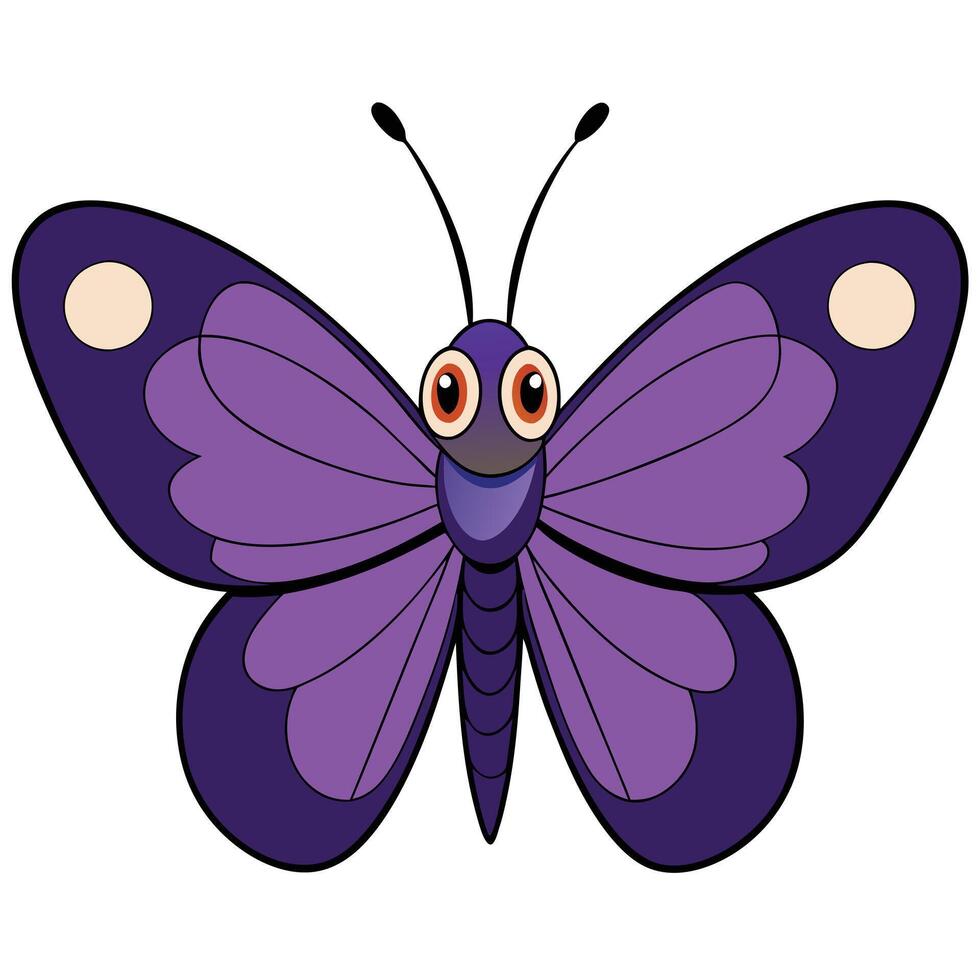 A purple butterfly with big eyes and a big mouth vector
