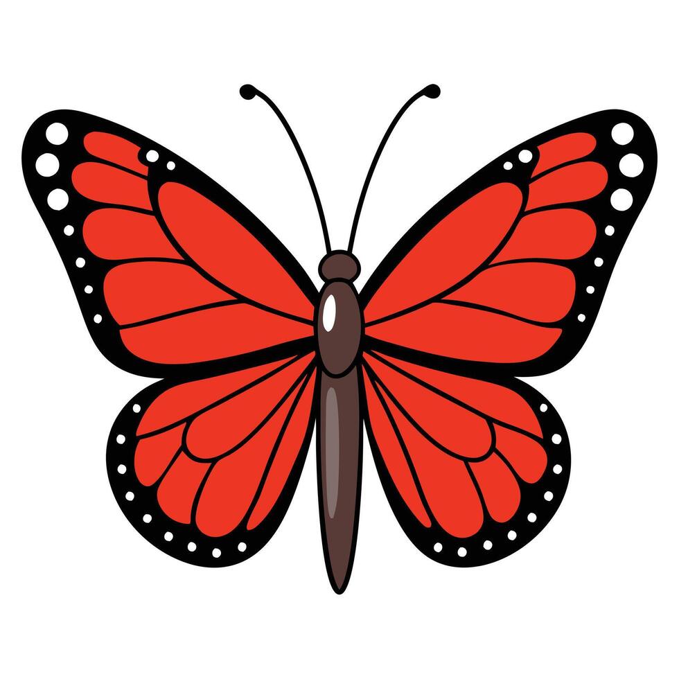 A red butterfly with black spots on its wings vector