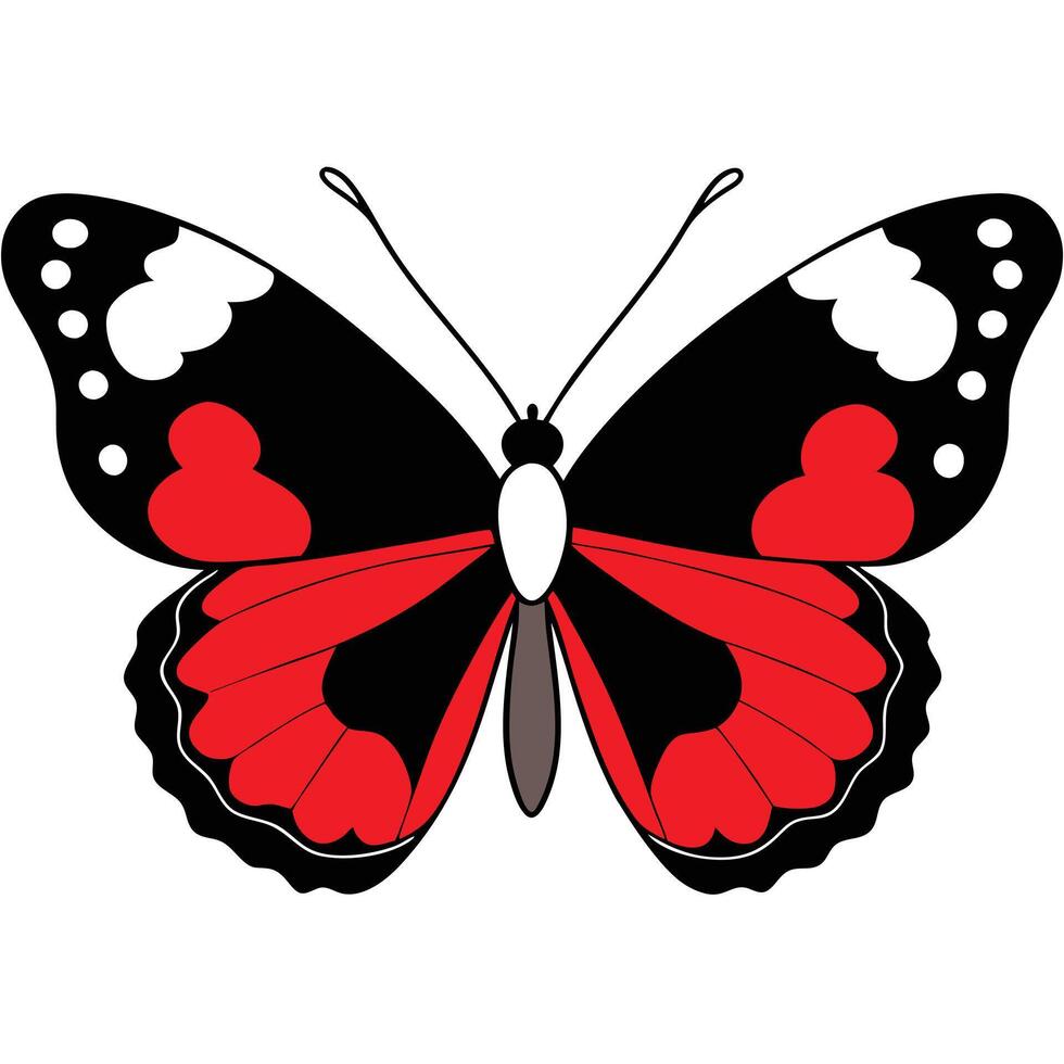 A red and black butterfly with black spots vector