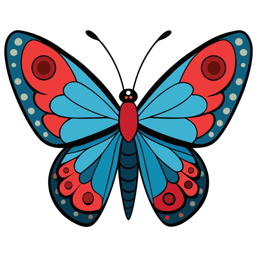 A colorful butterfly with red and blue wings vector