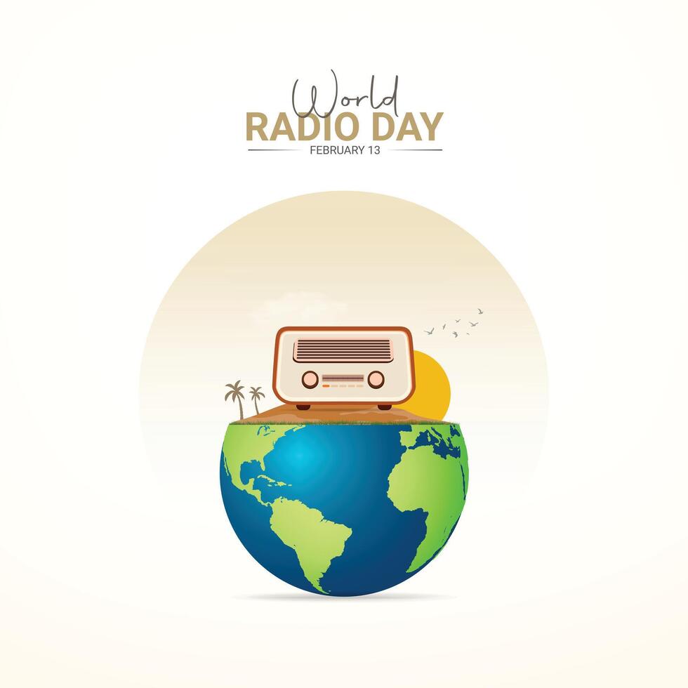 world radio day illustration graphic concept vector