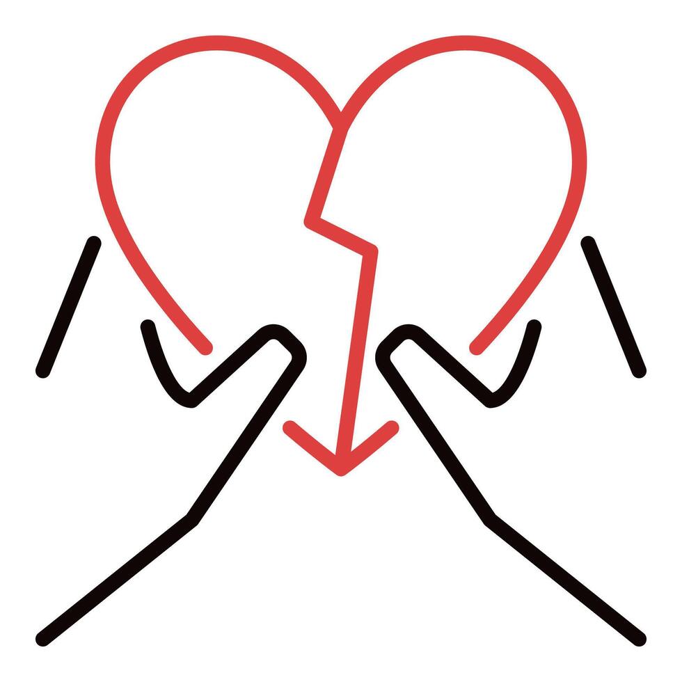 Broken Heart inside Hands Separation colored icon vector