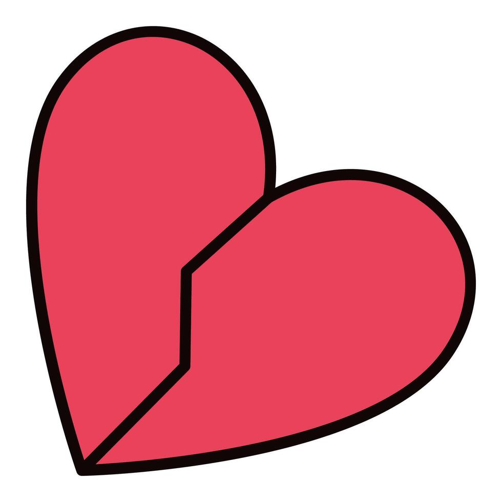 Red Broken Heart Relationship End colored icon vector