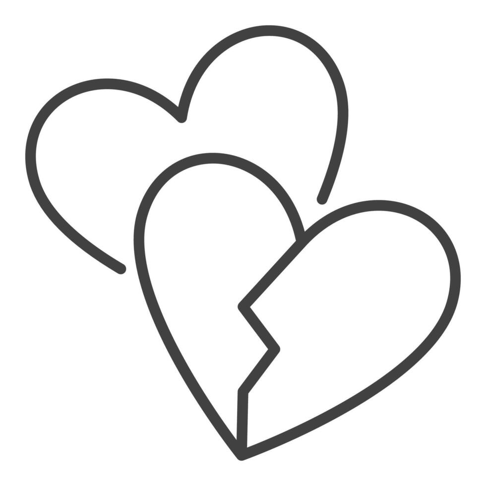 Broken Hearts Love Sorrow minimalistic icon vector