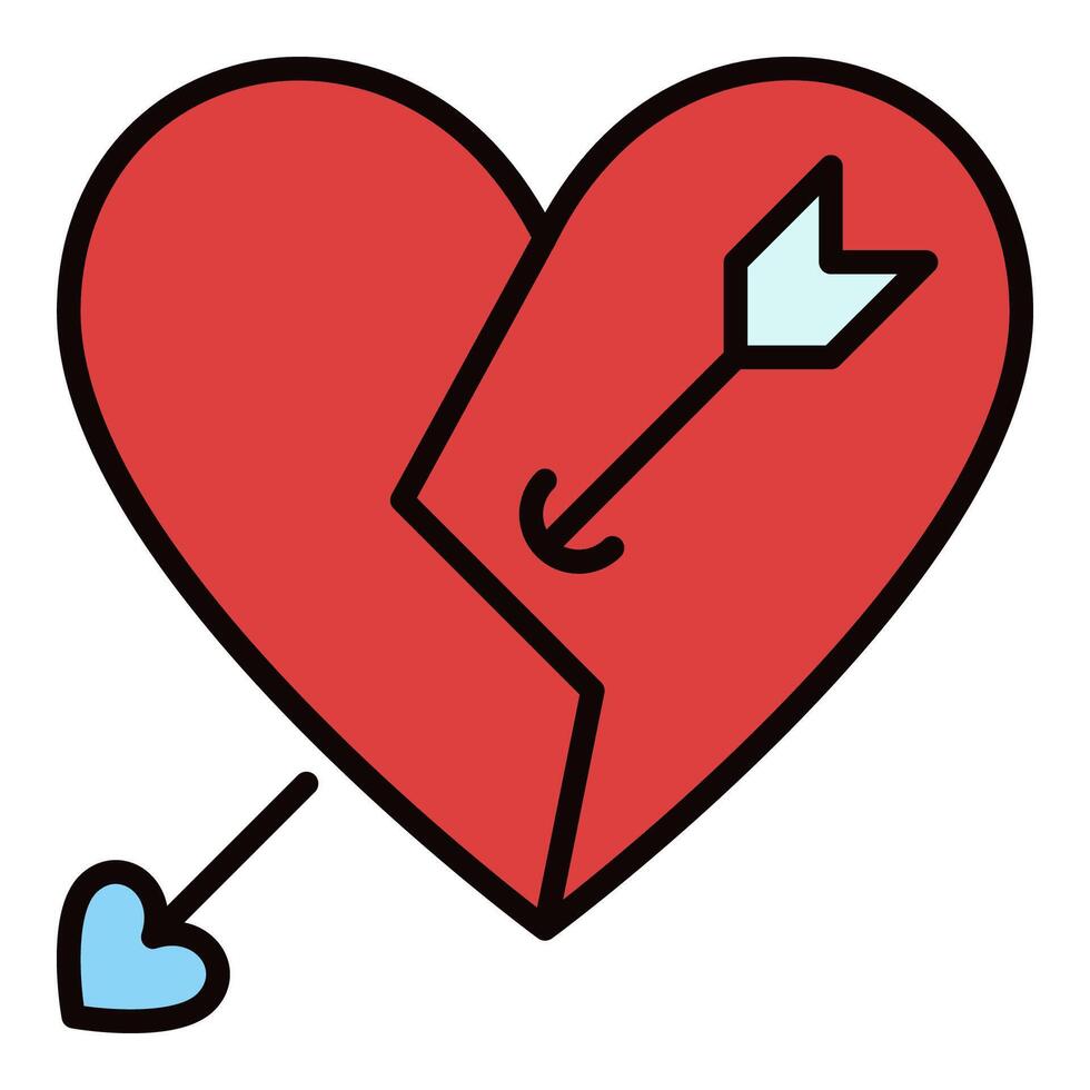 Red Broken Heart with Arrow Lost Affection colored icon vector