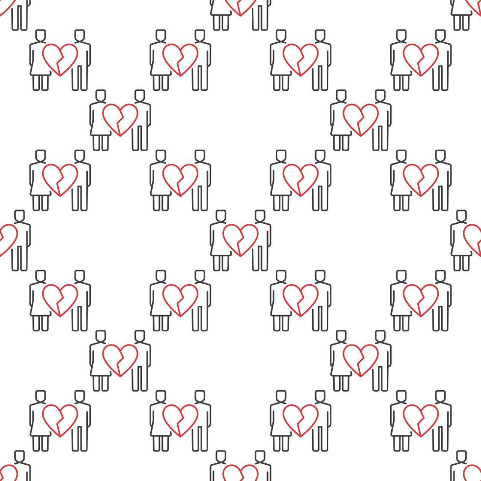 Family with Broken Heart Emotional Grief seamless pattern vector
