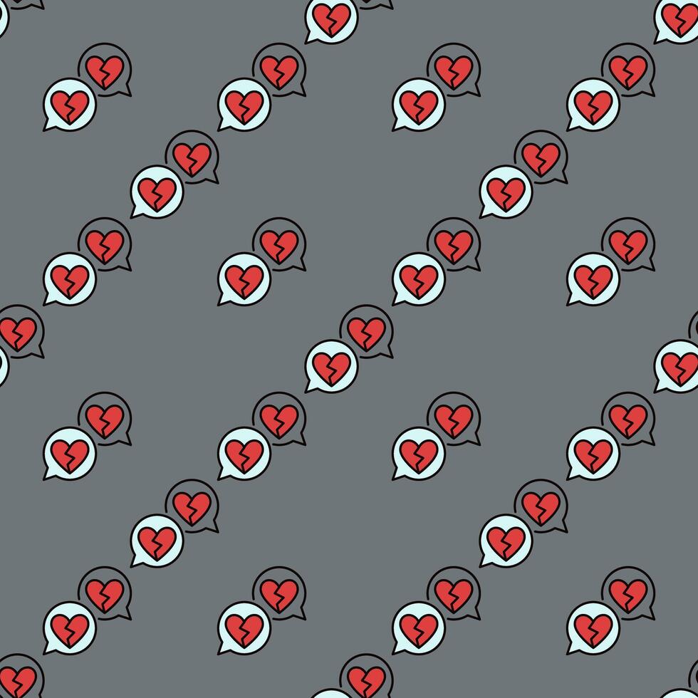 Speech Bubbles with Broken Hearts colored seamless pattern vector