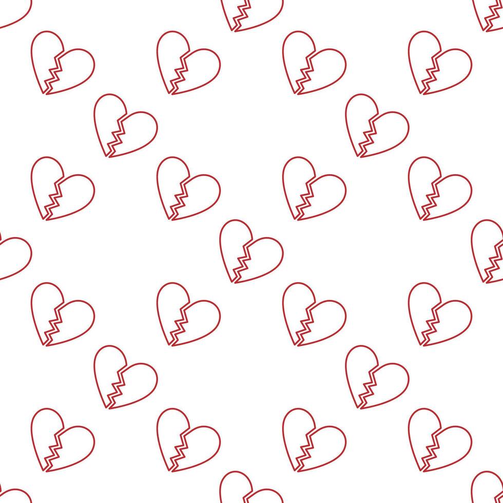 Heartbreak End of Love seamless pattern in line style vector