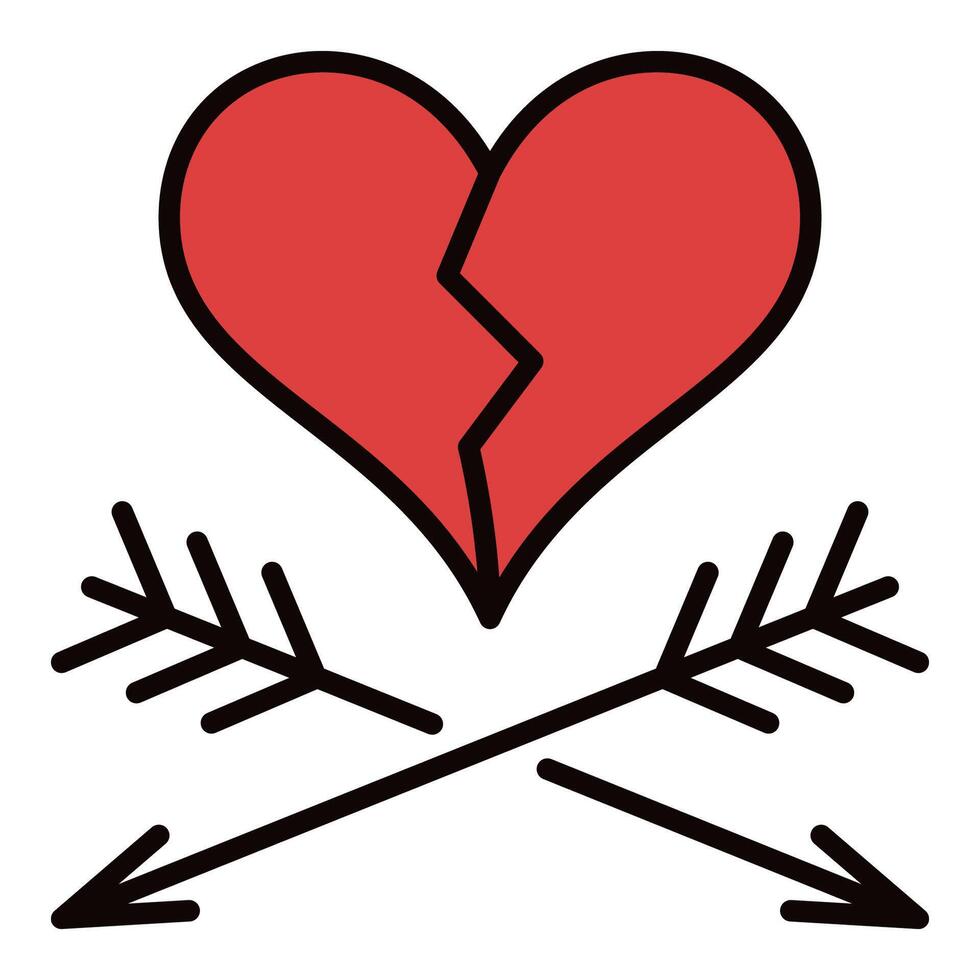 Broken Heart with Pair of Arrows Heart Broken colored icon vector