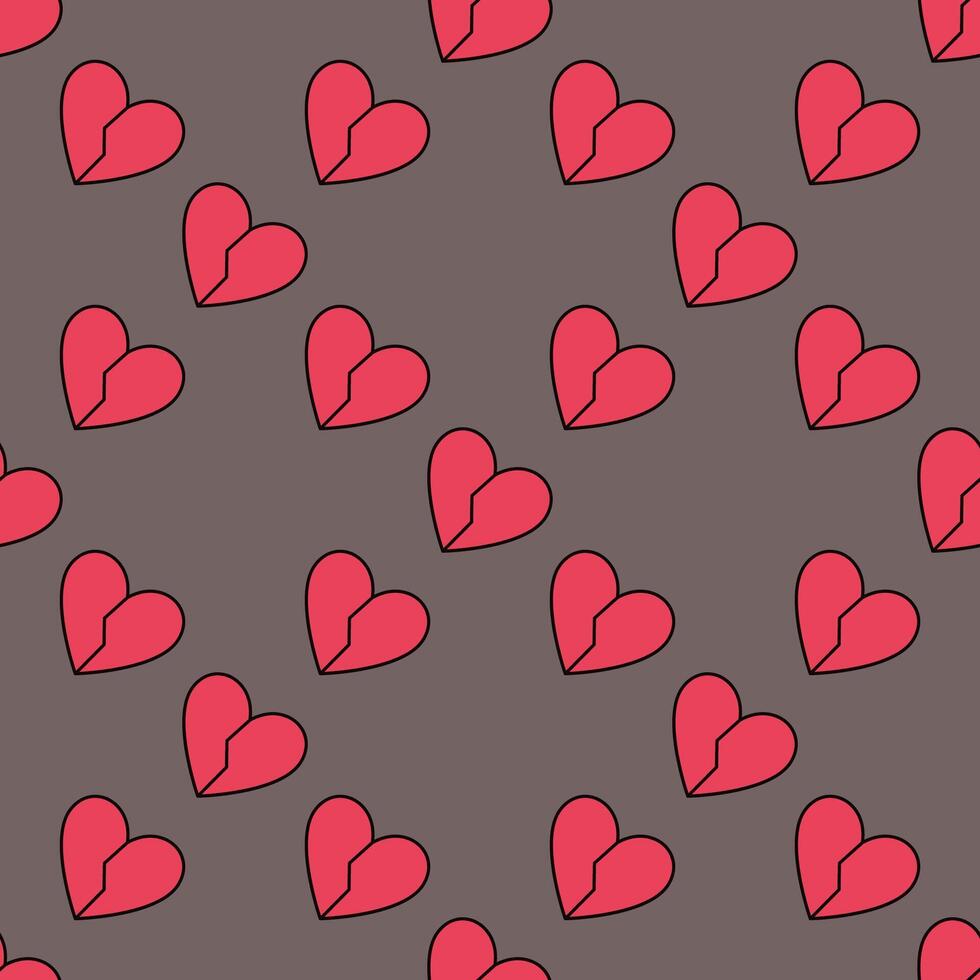 Red Broken Heart Relationship End modern seamless pattern vector