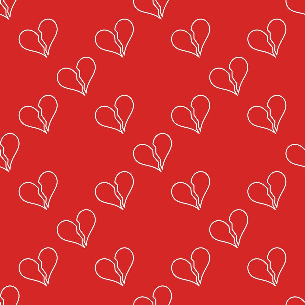 Broken Heart Despair linear design seamless pattern vector
