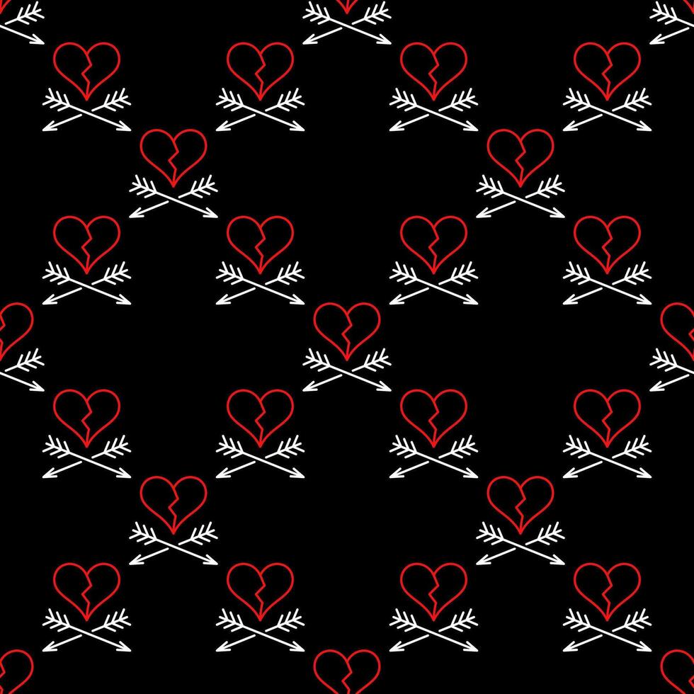 Arrows and Broken Heart Heart Broken line seamless pattern vector