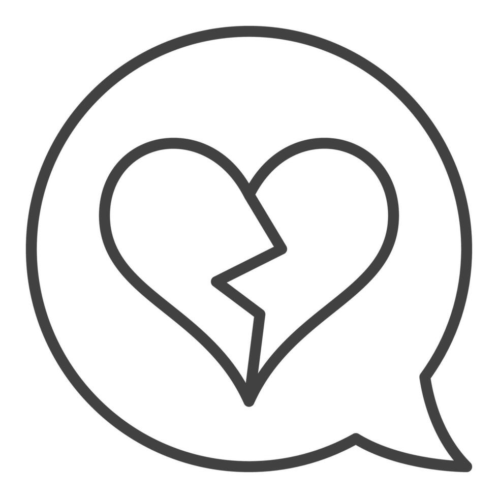Speech Bubble with Heartbreak Lost Love icon in outline style vector