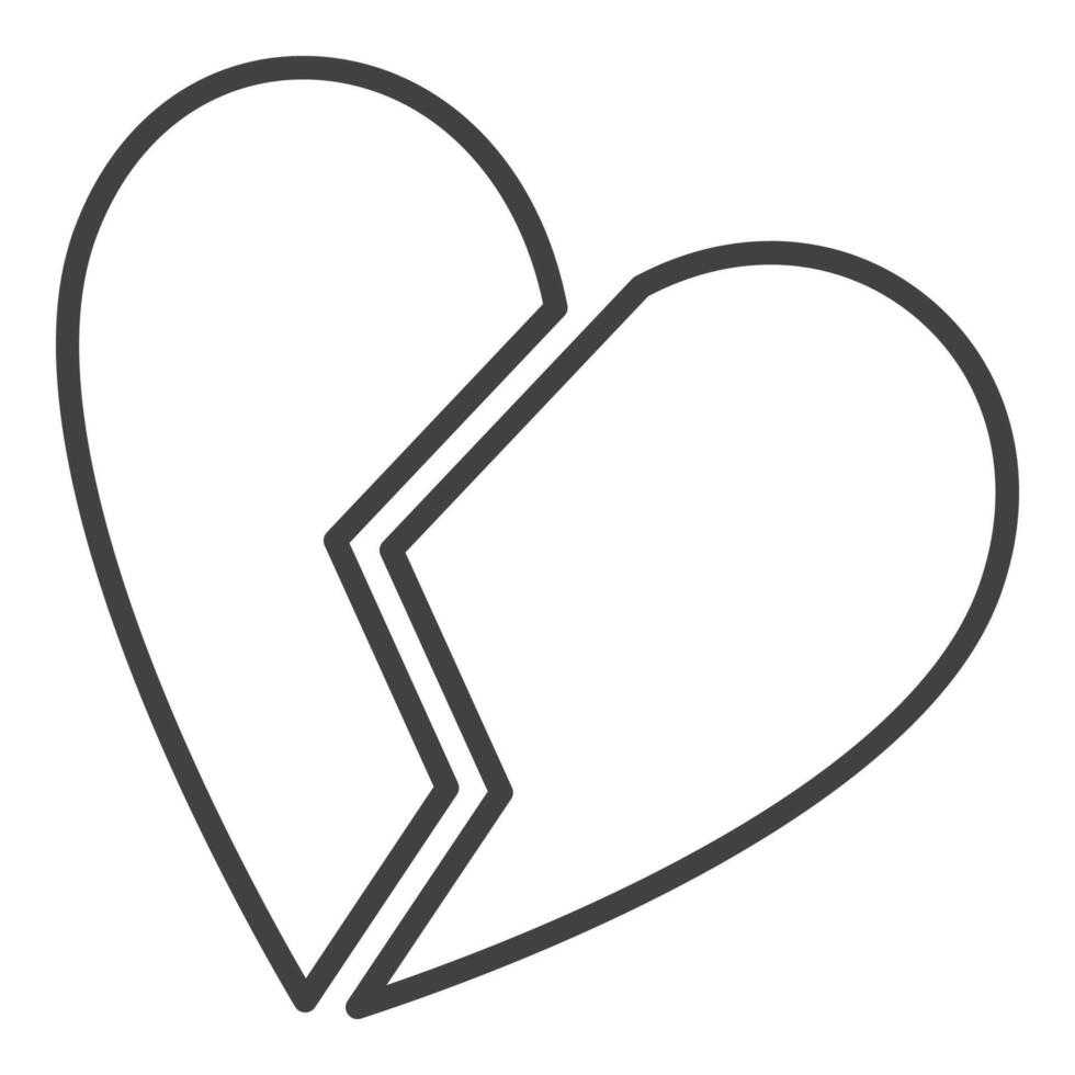 Heartbreak Broken Romance outline icon vector