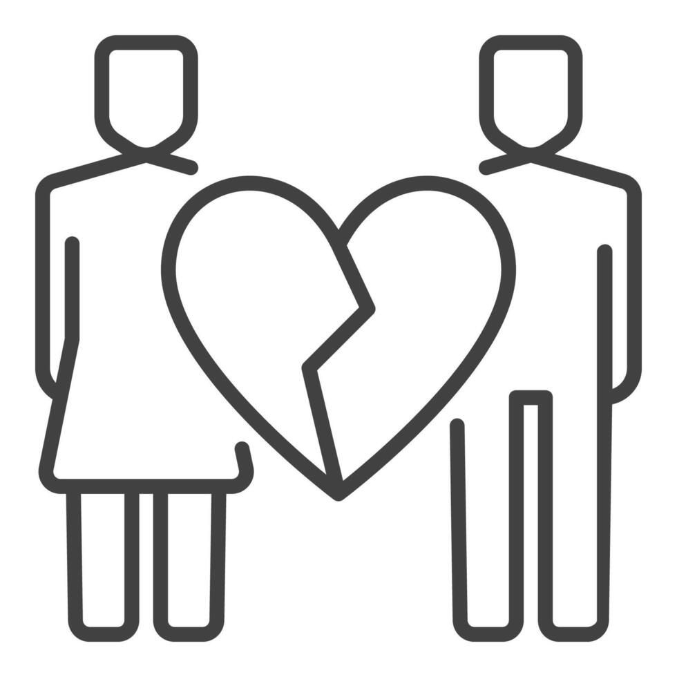 Family with Broken Heart Emotional Grief icon in linear style vector