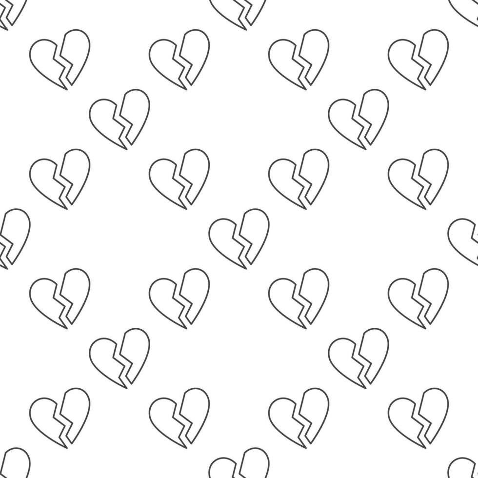 Heartbreak Emotional Distress seamless pattern in line style vector