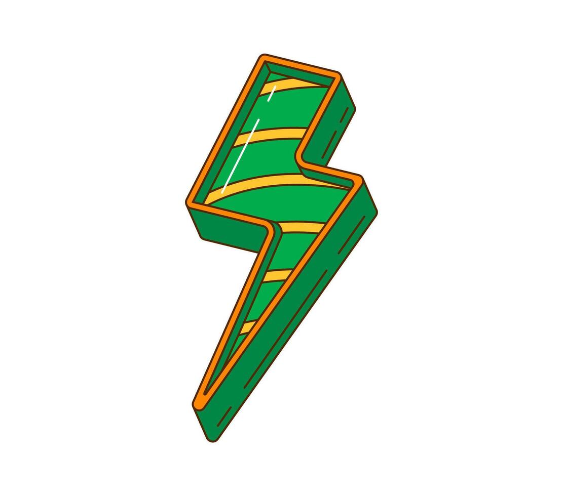 Cartoon retro groovy hippie thunderbolt lightning vector