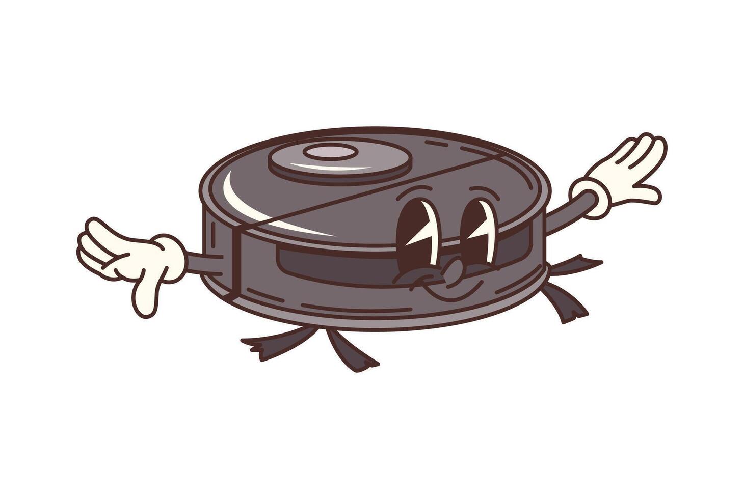 Groovy cartoon robotic vacuum cleaner character vector