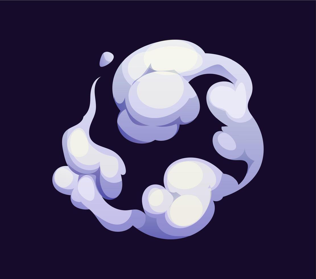 Cartoon white smoke cloud drifts through the air vector