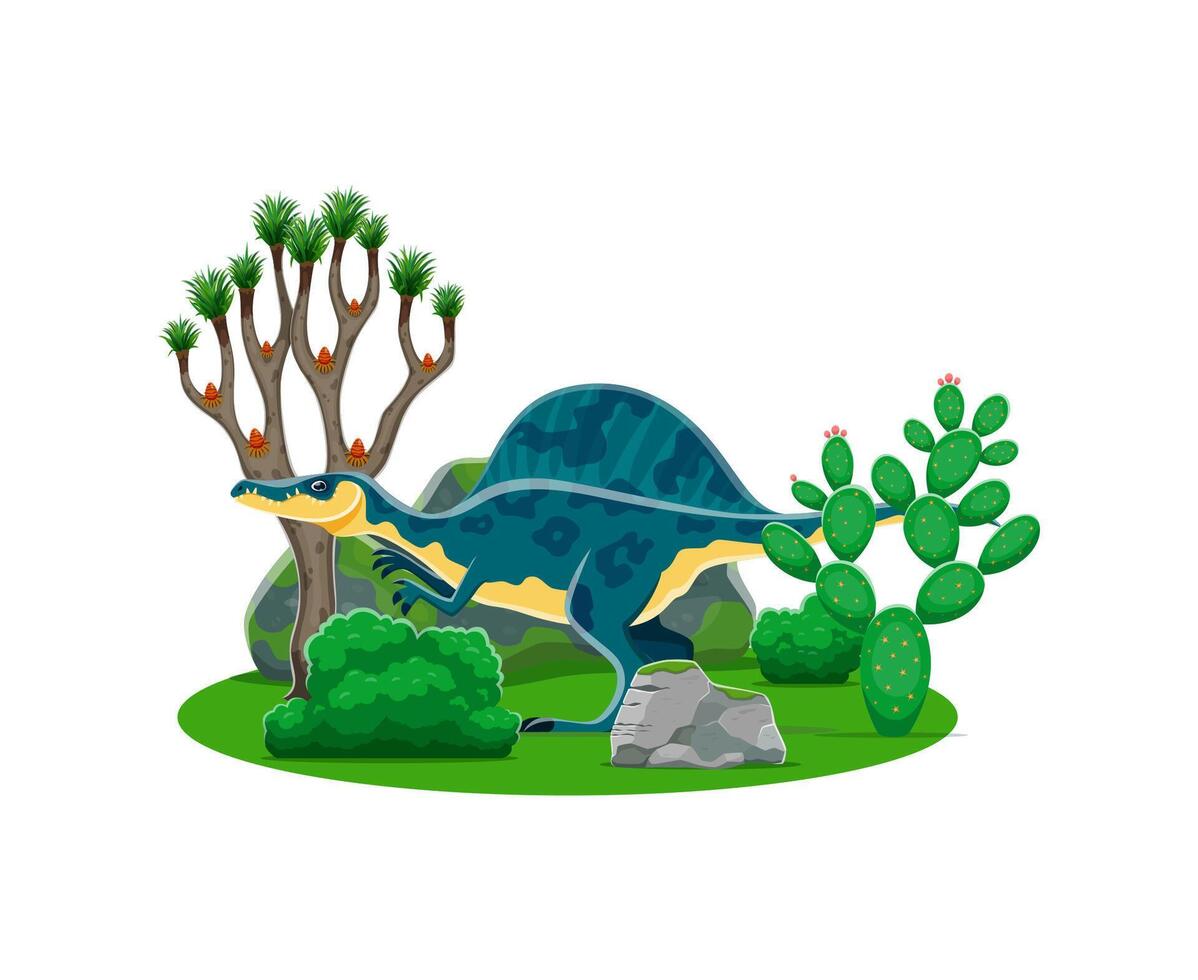 Oxalaia prehistoric dinosaur in natural landscape vector