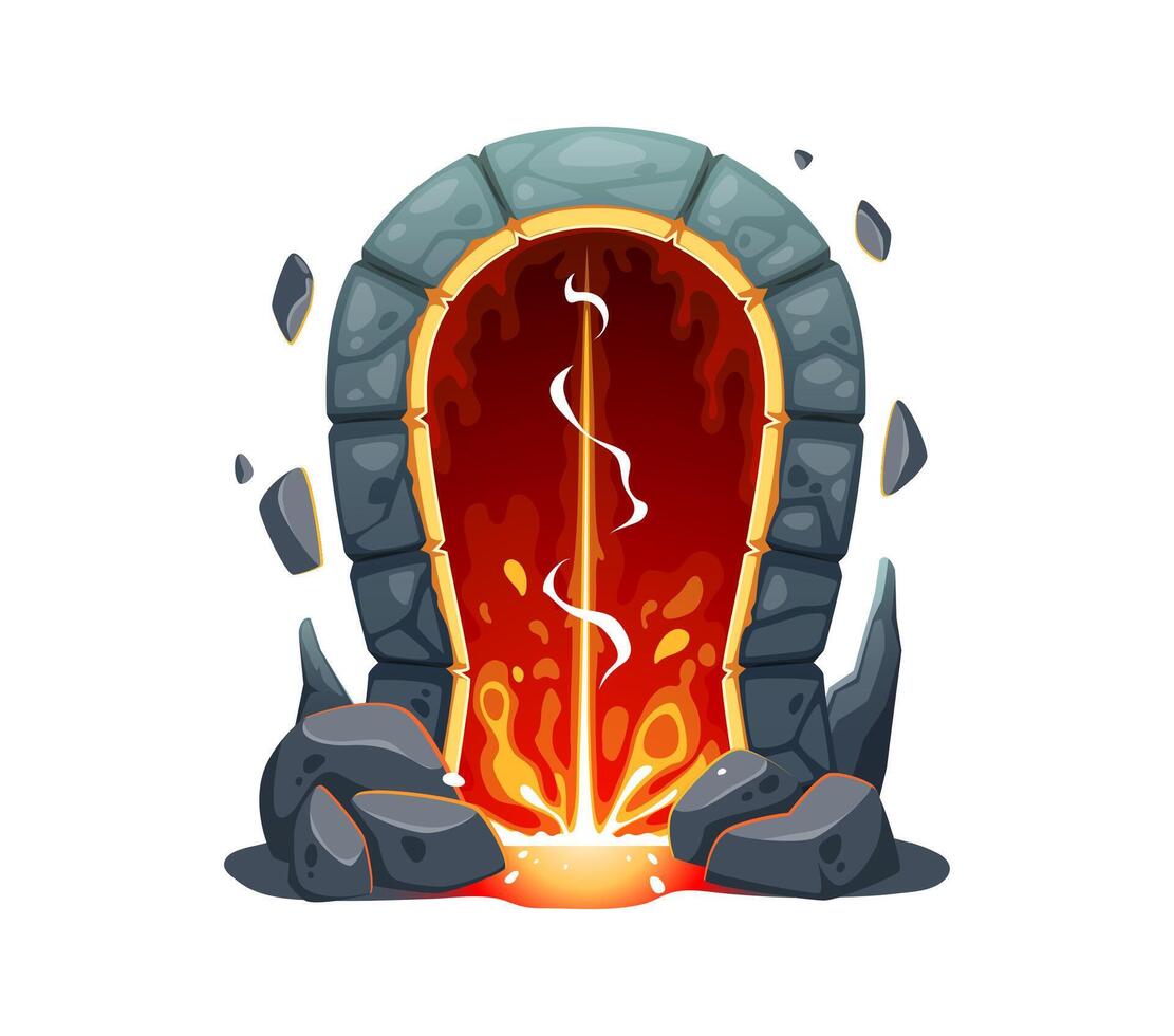 Magic portal door, fantasy fairytale game teleport vector