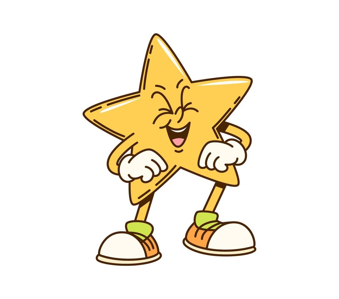 Groovy star math geometric figure character laugh vector