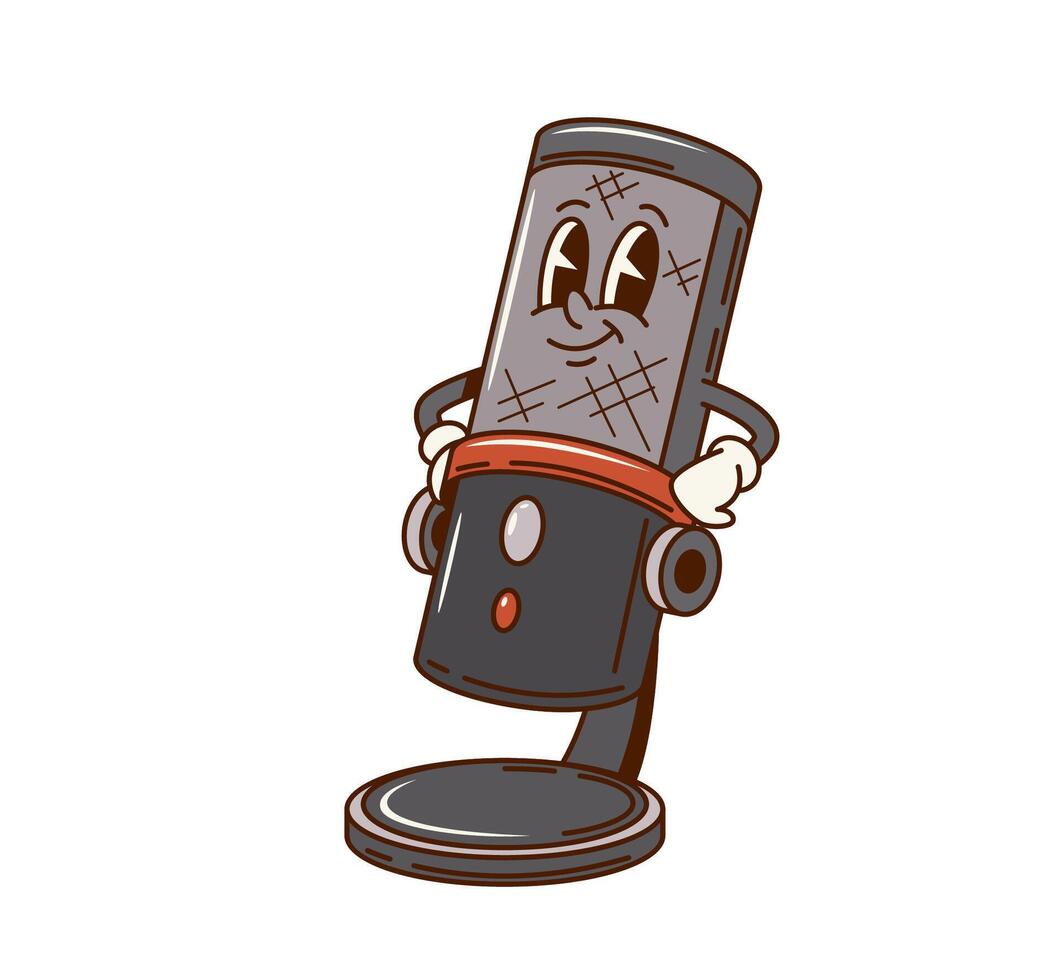 Groovy computer microphone ready for podcasts vector