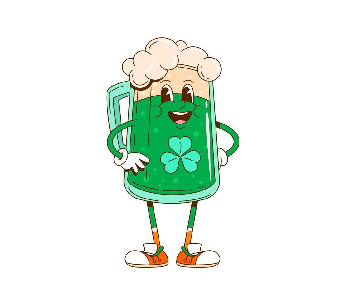 Groovy Saint Patrick day beer tankard character vector