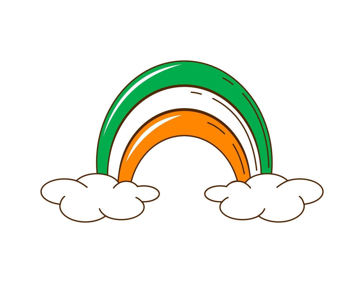 Cartoon retro groovy rainbow, saint Patrick symbol vector