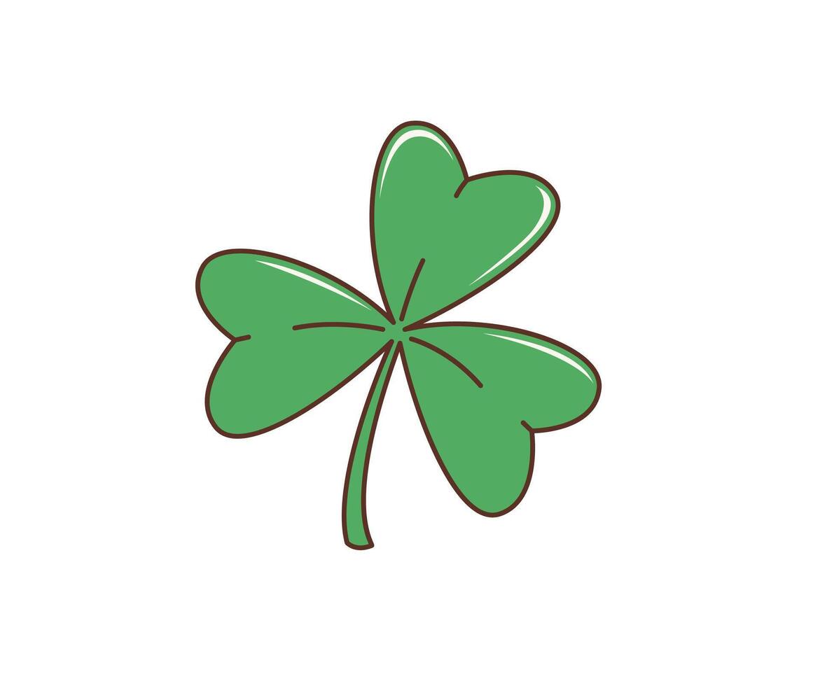 Cartoon retro groovy green shamrock clover leaf vector